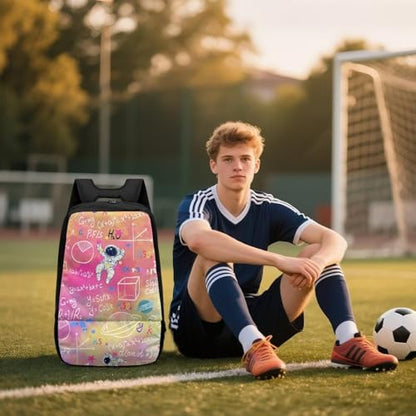 18.5in Basketball Backpack Basketball Bag with Shoe Compartment & Ball Holder, Waterproof Bag for Soccer Volleyball - color: Creative Formula Astronaut Print