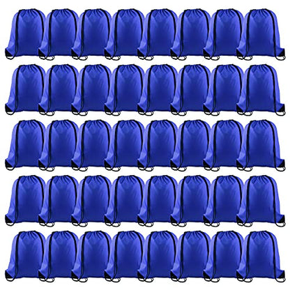 KUUQA 40Pcs Blue Drawstring Backpack Bags Sack Drawstring Bags Bulk String Backpack Storage Bags for Sport Gym Traveling - color: Blue