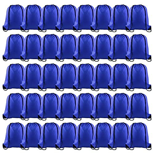 KUUQA 40Pcs Blue Drawstring Backpack Bags Sack Drawstring Bags Bulk String Backpack Storage Bags for Sport Gym Traveling - color: Blue