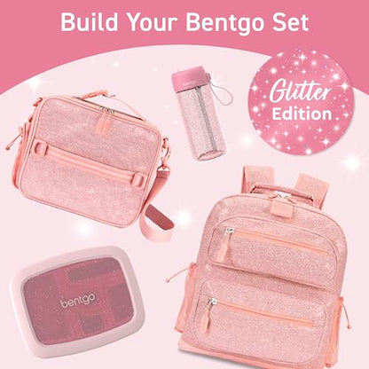 Bentgo Kids Water Bottle - Leak-Proof, Durable Tritan PFAS- & BPA-Free 15 fl oz, Kids/Toddlers Ages 3+ for School & Sports; Bite & Sip Spout, Carrying Handle, Dishwasher Safe (Petal Pink - Glitter) - color: Petal Pink