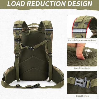 Camo hunting backpack，small tactical backpack, military backpack for men， camping backpack, 3-day bag(Camouflage) - color: Ruins Camouflage