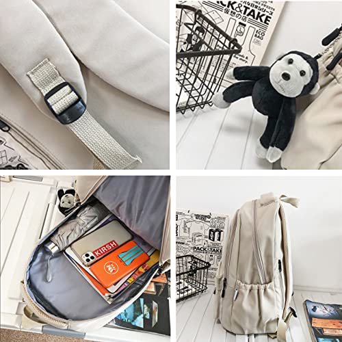JARKJARD Aesthetic Cute Backpack for Girls Student School College Travel - color: White