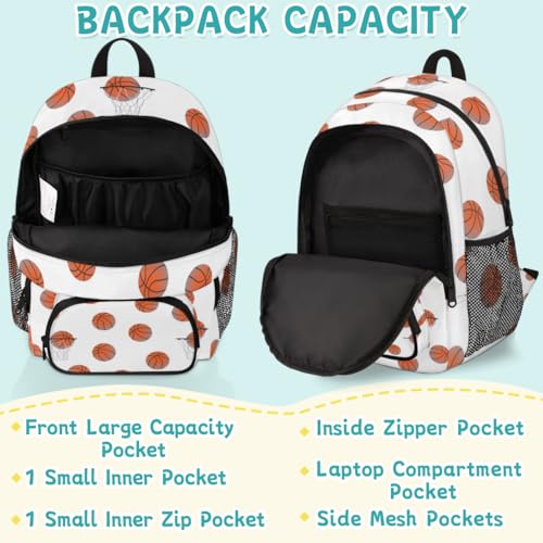Basketball Laptop Backpack for Women Men, White Work Travel Computer Backpacks, 18.3 Inch Large Computer Nurse Teacher Bags Casual Daypack - color: Multicolor 15