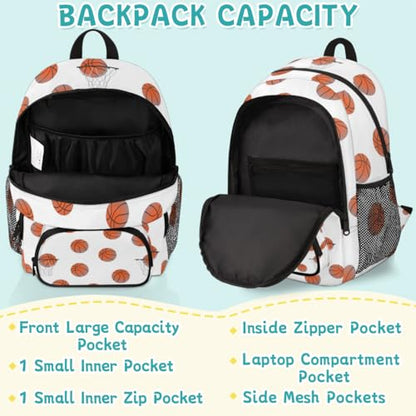 Basketball Laptop Backpack for Women Men, White Work Travel Computer Backpacks, 18.3 Inch Large Computer Nurse Teacher Bags Casual Daypack - color: Multicolor 15