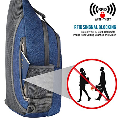 G4Free Sling Bag for Men and Women, RFID Blocking Crossbody Bag, Lightweight Sling Backpack for Travel, Hiking, Walking and Daily Use - color: Dark Blue