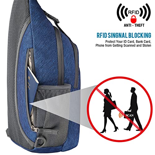 G4Free Sling Bag for Men and Women, RFID Blocking Crossbody Bag, Lightweight Sling Backpack for Travel, Hiking, Walking and Daily Use - color: Dark Blue