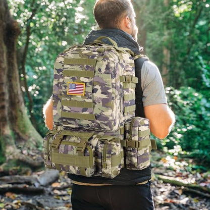 CVLIFE Tactical Backpack Military Army Rucksack 60L Large Assault Pack Detachable Molle Bag, Auriclash - color: Auriclash