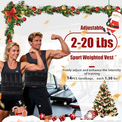 Wolliwa Adjustable Weighted Vest for Men Women,2-30 Lbs Adjustable Weighted Vest with Straps Womens Running Weight Vest for Walking Strength Training Fitness - size: Adjustable 2-20 Lbs