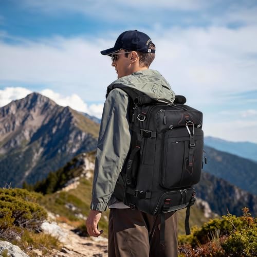 60L Large Travel Backpack with Shoe Compartment, Convertible Utility Backpack for Men, Extra Large Multi-Pocket Backpack with Laptop Sleeve for Gym, Road Trip, Business & Overnight Travel