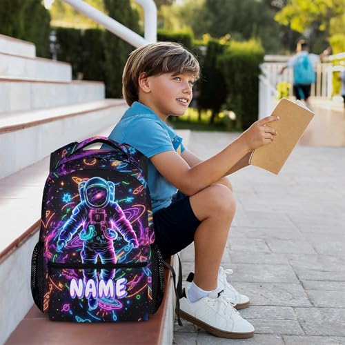 Astronaut Backpack Personalized School Backpacks for Kids Boys, Cool Planet Custom Bookbag for Kindergarten Primary Elementary - color: Black