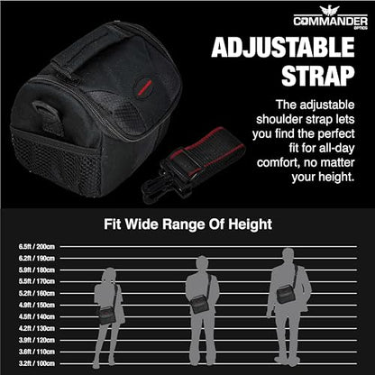 COMMANDER OPTICS Small Camera Bag - Water Resistant, Soft Padded, Compact Travel Bag for Canon EOS, Nikon, Sony & More DSLR Cameras/Camcorders Ample Storage and Protection for Your Equipment (Small)