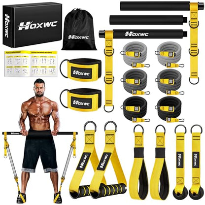 HOXWC Heavy Pilates Equipment, Portable Pilates Bar Kit with Resistance Bands, Professional Adjustable Squat Workout Equipment for Men, Home Gym Muscle Strength Training, Full Body Exercise - style: 270lbs