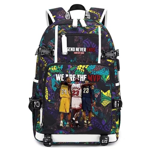Basketball Legend Never Ends Multifunction Backpack Travel Laptop Daypack Fans Bag For Men Women (Style 2) - color: Blue Pattern - 1