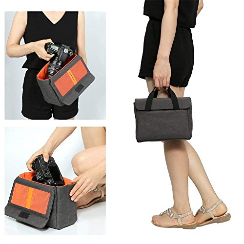 BAIGIO Camera Insert Bag Camera Cube Foldable Camera Bag Insert with Handle DSLR SLR Camera Insert for Backpack Shockproof and Water-resistant Protective Camera Inner Organizer