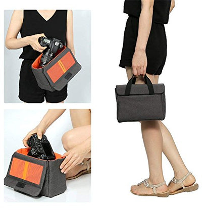 BAIGIO Camera Insert Bag Camera Cube Foldable Camera Bag Insert with Handle DSLR SLR Camera Insert for Backpack Shockproof and Water-resistant Protective Camera Inner Organizer