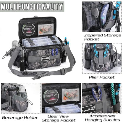 Sougayilang Fishing Tackle Bags - Fishing Tackle Storage Bags for Saltwater or Freshwater Fishing Gear - Padded Shoulder Strap - Tackle Box Bag Fishing Bag(Grey) - color: Grey without a 3600 Tackle Tray