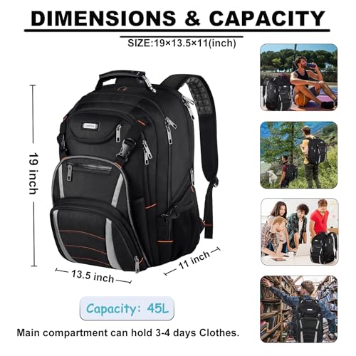 Jiefeike Travel Laptop Backpack, Extra Large Bookbag for Men Women,Basketball Backpack RFID Anti Theft TSA Approved College Student Waterproof Bag Fits 17 Inch Computer Notebook