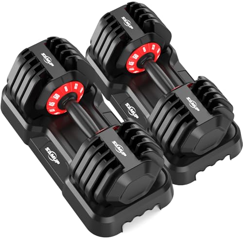 Adjustable Dumbbell Set of 2, 50LBS/100LBS Weights Dumbbell Set with Storage Box, 25lbs/50lbs Pair Adjustable Weights with Anti-slip Silicone Grip, 5-in-1/10-in-1 Quick-Lock Hand Weight Set For Home Gym Suit both Men and Women - color: 50LBS Pair(Total 10