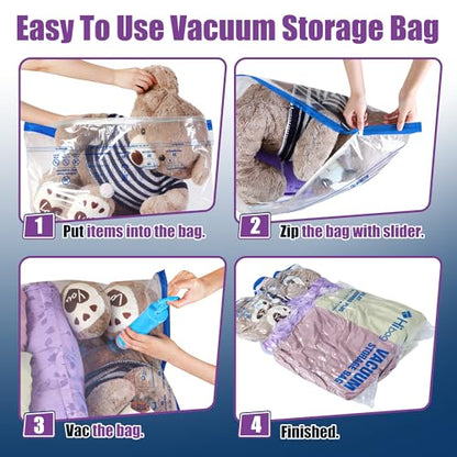 XXL Jumbo 47''X35'' Vacuum Storage Space Bags Extra Large for Blanket Bedding Comforters with Hand Pump (4 Pack) - size: 4-XXL