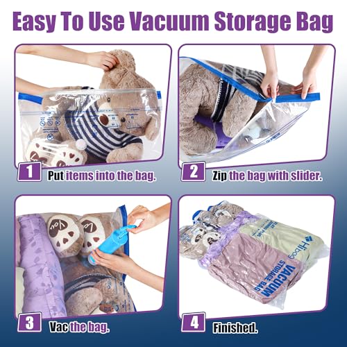 XXL Jumbo 47''X35'' Vacuum Storage Space Bags Extra Large for Blanket Bedding Comforters with Hand Pump (6 Pack) - size: 6-XXL
