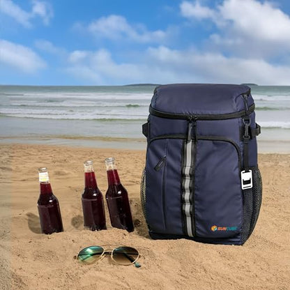 SUN CUBE Cooler Backpack 33 Can, Leakproof Insulated Backpack Cooler for Men Women, Camping Cooler Backpack for Beach Travel Hiking, Waterproof Lunch Backpack - color: Navy