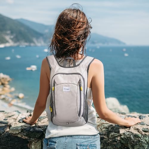 Prospo 12L Hiking Backpack Small Lightweight Travel Backpack for Women Men Casual Foldable Shoulder Bag - color: Beige