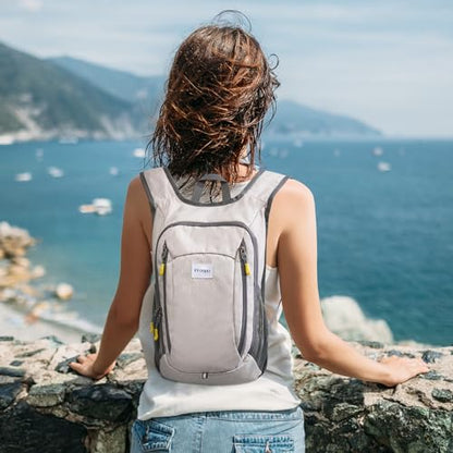 Prospo 12L Hiking Backpack Small Lightweight Travel Backpack for Women Men Casual Foldable Shoulder Bag - color: Beige