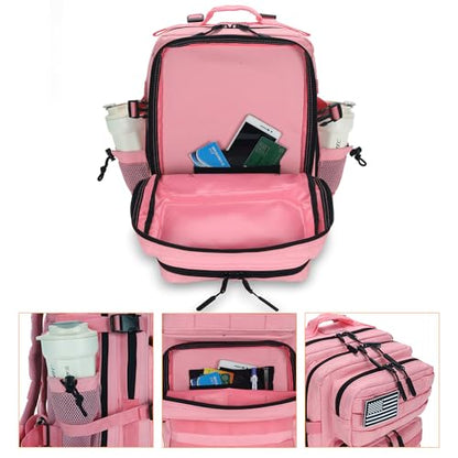 Lovelinks21 25L Tactical Backpack for Men and Women Military Backpack Small Assault Pack Molle Backpack Bug Out Bag Travel Rucksack Daypack (Pink) - color: Pink