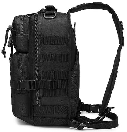 Tactical Sling Pack Big Crossbody Backpack Over Shoulder Bag Military for Men Hiking Outdoor Sport Gym - color: Black a