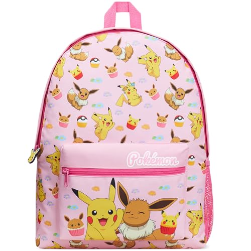 Pokemon Backpack for Kids Teens Boys Girls, Pikachu Anime Backpacks, Bag for Daycare Sports Vacation Travel, School Gift (Pink) - color: Pink