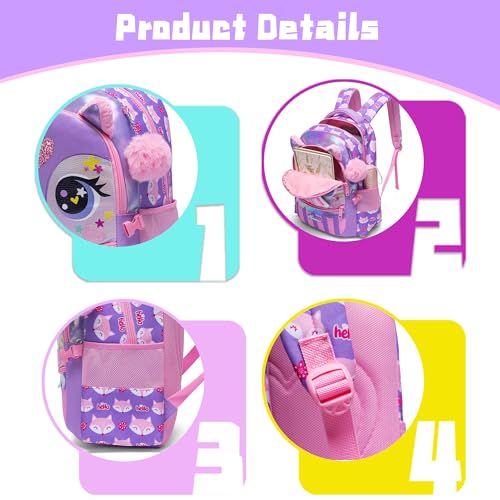 Backpacks for Girls School Bag Cute Girls Backpacks Ages 8-10 Kids Bookbag Set Travel Backpack for Preschool Kindergarten Elementary Students Backpack to School Supplies - color: 01 Purple