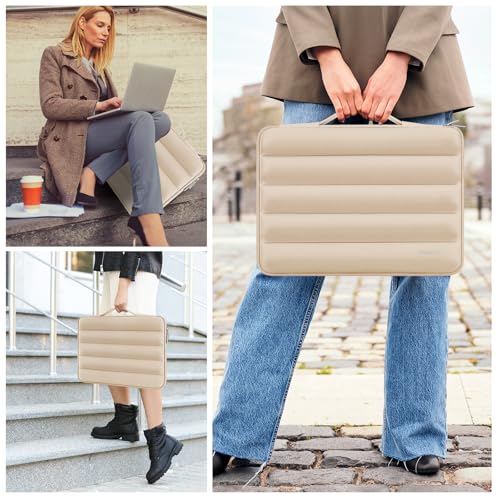 DOMISO 15.6 inch Laptop Case Sleeve Protective Cover Compatible with 16 inch MacBook Pro M4 M3 M2/Pro Max,15.6-16 inch HP Dell ASUS Lenovo Chromebook,Waterproof Computer Cases Bag with Handle,Beige - color: Beige, size: 15.6 inch