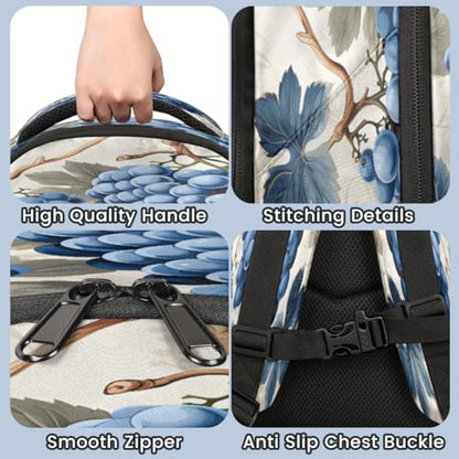 Watercolour Beautiful Grapes Backpack with Chest Strap Reflective Lightweight Travel Hiking Backpack for Men Women Waterproof Daypack Back Pack for Commute Camping