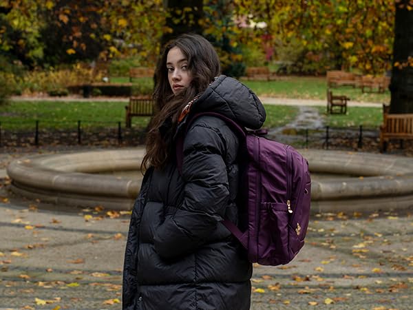 LIGHT FLIGHT Travel Backpack for Women, 15.6 Inch, Purple | Laptop Backpack, USB Charging Hole, Water Resistant, Large Capacity, College Bookbag - color: Purple, size: 15.6 Inch without Wheels