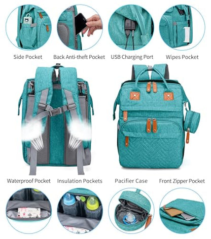 KABAQOO Diaper Bag Backpack with Detachable Changing Station, Large Capacity Baby Diaper Bags for Boys & Girls, Baby Registry Search Stuff & Shower Gifts, Newborn Essentials Must Haves, Lake Blue - color: Lake Blue