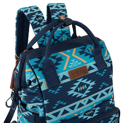 Montana West Wrangler Diaper Bag Backpack Aztec Callie Bag Travel Backpack Purses Western Multi-Function Baby Bags for Mom - color: Navy
