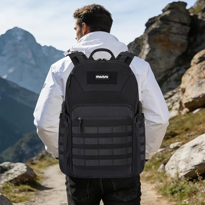 MOSISO 30L Military Tactical Backpack for Men, Daypack 3 Day Bug Out Bag Hiking Rucksack with Bottle Holder for Sport Outdoor Hiking Camping Training, Black