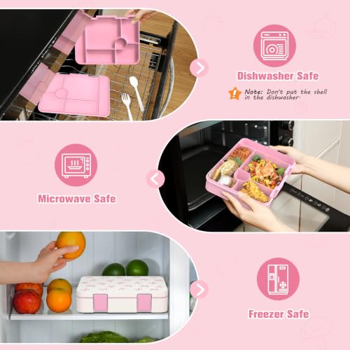 Bevalsa Backpack for Girls, Bow School Bookbag Teen Girls Backpack Set with Bento Lunch Box, Insulated Bag & Pencial Case, 43oz Lunch Containers for Kids Elementary Middle Student (Pink Bow) - color: Pink Bow