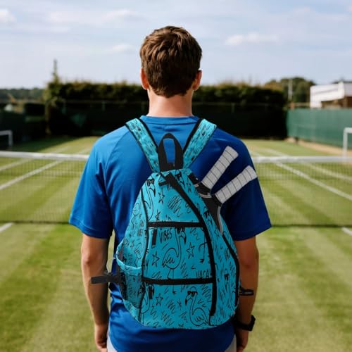 Pickleball Bag for Women & Men – Lightweight Sports Backpack with Paddle Compartments, Dual Carry Modes, Detachable Zippered Strap, Brown Leopard, Great Gift Option for Players - color: Blue