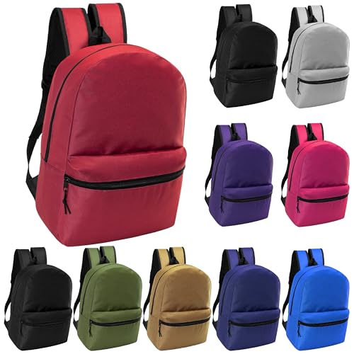 Moda West 17" School Backpacks for Kids - Backpacks in Bulk for Elementary, Middle, and High School Students, 10 Pack - color: Assortment C