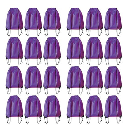 Drawstring Backpack Bulk 24Pcs Draw String Backpack Bags DIY Gym Sports Traveling Yoga Cinch Bag Sackpack Drawstring(purple) - color: Purple