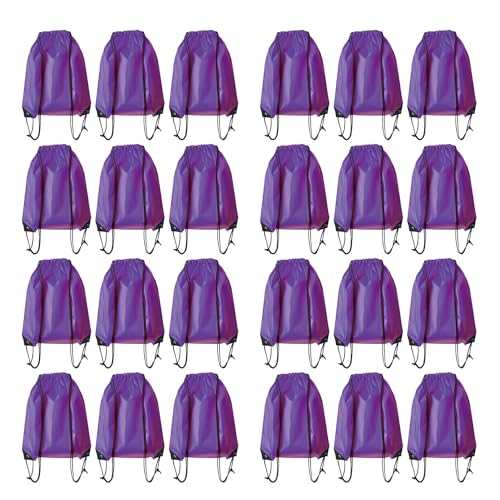 Drawstring Backpack Bulk 24Pcs Draw String Backpack Bags DIY Gym Sports Traveling Yoga Cinch Bag Sackpack Drawstring(purple) - color: Purple