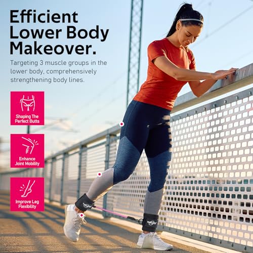 WALITO Ankle Resistance Bands with Cuffs, Exercise Bands for Legs and Butt, Booty Workout Equipment for Kickbacks and Hip Fitness Training - color: Black