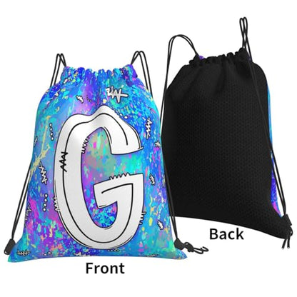 Drawstring Backpack Bag Sport Gym Sackpack Initial Blue Draw String Cinch Bags Bulk String Backpack Storage Bag for Women Men Letters G - color: Letters G