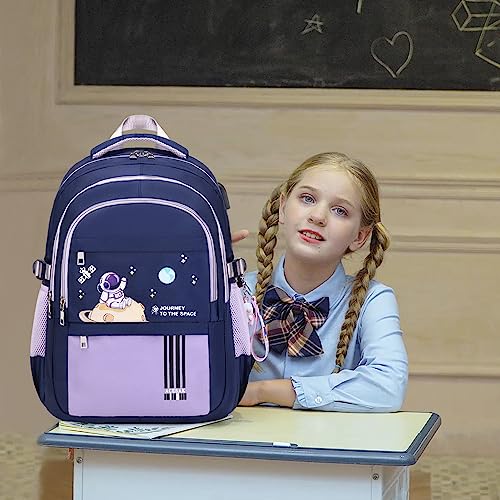 ACESAK Backpack for Girls - Girls Backpack Schoolbag for Kids Children Teens Elementary Middle School Bags, Waterproof Lightweight Kids Bookbag Backpacks Casual Daypack with Lunch Bag Set(Purple) - color: Purple