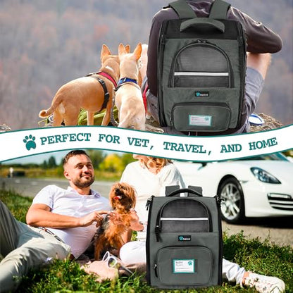 PetAmi Dog Backpack Carrier for Small Large Cat, Pet, Puppy, Ventilated Pet Hiking Backpack Travel Bag, Airline Approved Cat Backpack Carrier, Camping Biking Dog Bag Up to 18lbs Pet, Dark Grey - color: Dark Gray