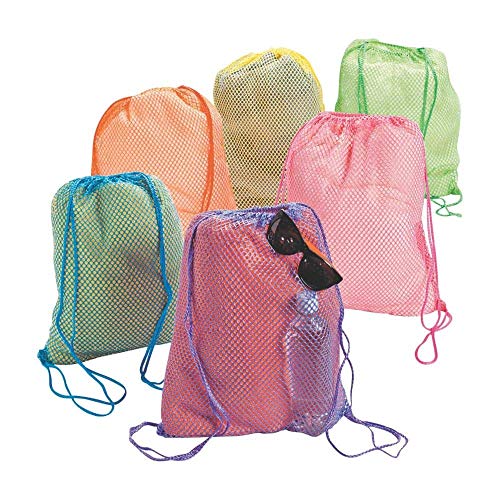 Fun Express Neon Net Backpacks (1 Dozen) - VBS 2026 | 13" x 17", 28" Straps