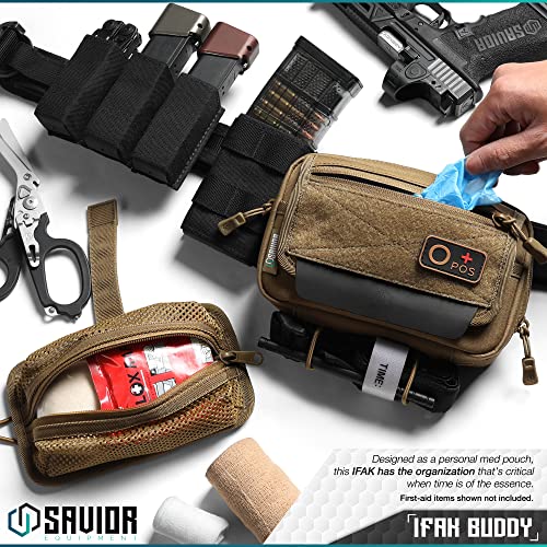 Savior Equipment IFAK Buddy Tactical First-Aid Kit Rip Away MOLLE Pouch Emergency EMT Utility Organization Medical Supply Carrier Outdoor Survival Travel Bag, Attach to Backpack/Belt Loop - color: Dark FDE