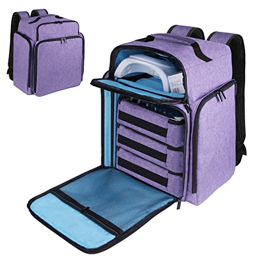 Nail Polish Organizer Backpack Holds 108 Bottles(15ml - 0.5 fl.oz) and a Nail Lamp, with 3 Removable Storage bag for Nail Tech(Purple)