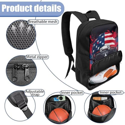 Basketball Backpack With Separate Ball Compartment And Shoes Fit Basketball Volleyball Football - color: Skeleton Rugby Player